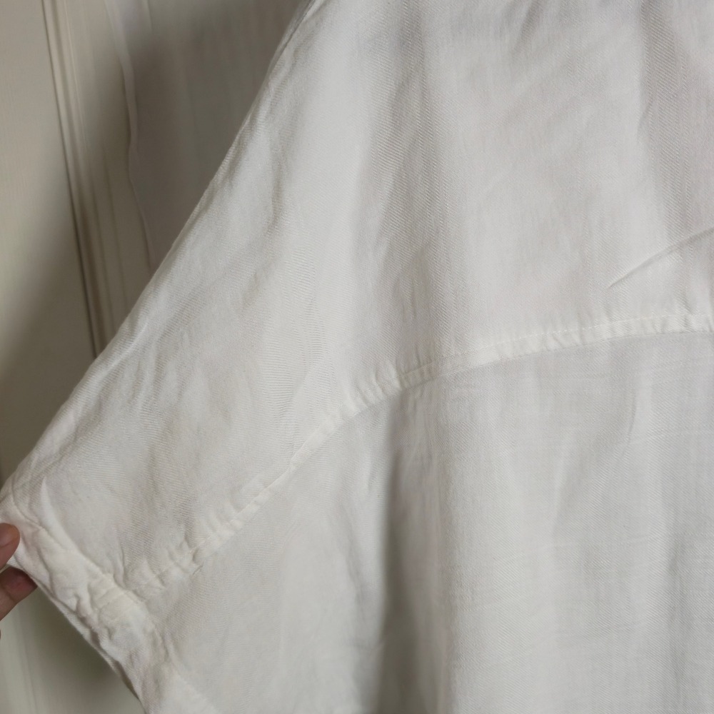 bobi Los Angeles Womens L Cotton White ButtonUp Blouse Dolman short Sleeve Shirt - Picture 11 of 12